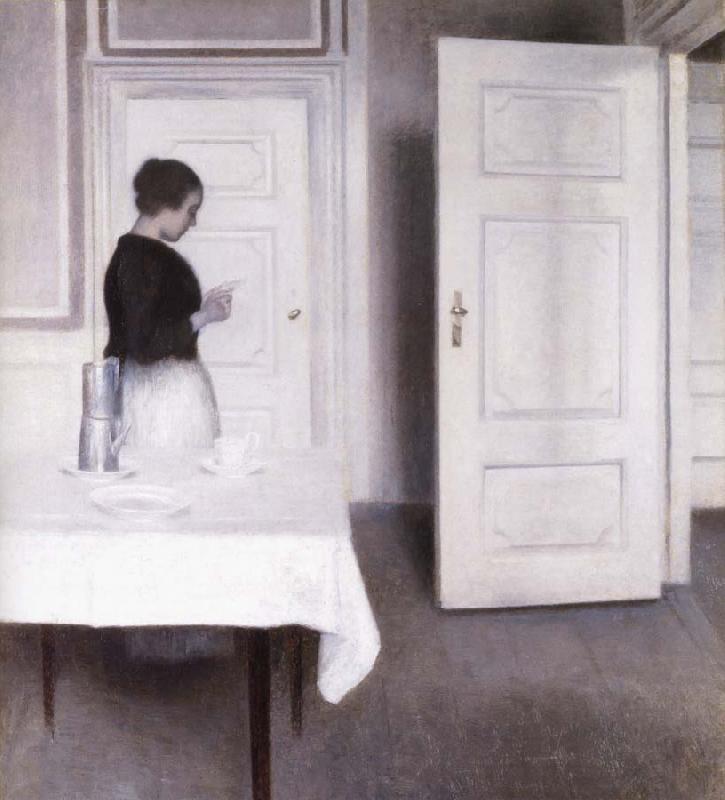 Vilhelm Hammershoi Interior with Woman Reading a Letter,Strandgade 30,1899 Germany oil painting art